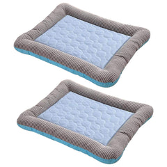 Kuber Industries Rectangular Dog & Cat Bed|Yarn Dyed Oxford Cloth|Nylon and Polyester With Cotton Filling|Self-Cooling Bed For Dog & Cat|Small Light-weight & Durable Dog Bed|ZQCJ005B-L|Blue(Pack Of 2)