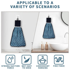 Heart Home Napkin | Washbasin Hanging Napkin | Kitchen Towel with Ties | Napkin for Kitchen | Circle Napkin for Bathroom | Hand Towel for Kitchen | Pack of 6 | Blue