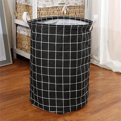 Kuber Industries Pack Of 4 Foldable Storage Basket|Round Toy Storage Bin|Side Grab Handle|Wardrobe, Closet Organizer (Black)