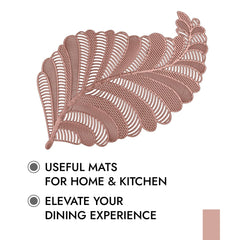 Heart Home Placemat | Placemats for Dining Room | Designer Table Mat Set | Placemats for Kitchen Table | Side Table Placemats | Leaf Shape Placemat | 6 Piece Set | Copper