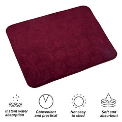 Kuber Industries Dish Dry Mat | Microfiber Drying Mat | Kitchen Drying Mat | Self Dish Dry Mat | Water Absorbent Kitchen Mat | Embossed Dish Dry Mat | 50x70 | Pack of 3 | Maroon