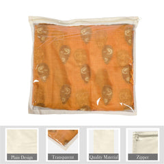 Heart Home Saree Cover | Clothes Storage Bag | Single Packing Saree with Zip Closure | Wardrobe Organizer | Cloth Stoarge Organizer | Plain Saree Cover | Pack of 24 | Cream