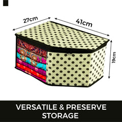 Heart Home Blouse Cover | Clothes Storage Bag | Zipper Wardrobe Organizers | Non-Woven Clothes Organiser | Side Transparent Blouse Organizer | Dot-Design | Pack of 9 | Cream