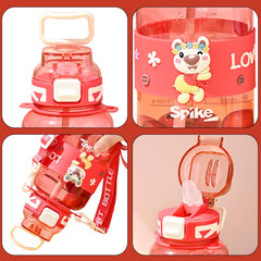 Kuber Industries Pack of 6 Kids Water Bottle With Straw |Sipper Water Bottle For Kids Boys Girls| Water Bottle with Locking Flip Lid | 800 ml |Red | SYZ-7744B