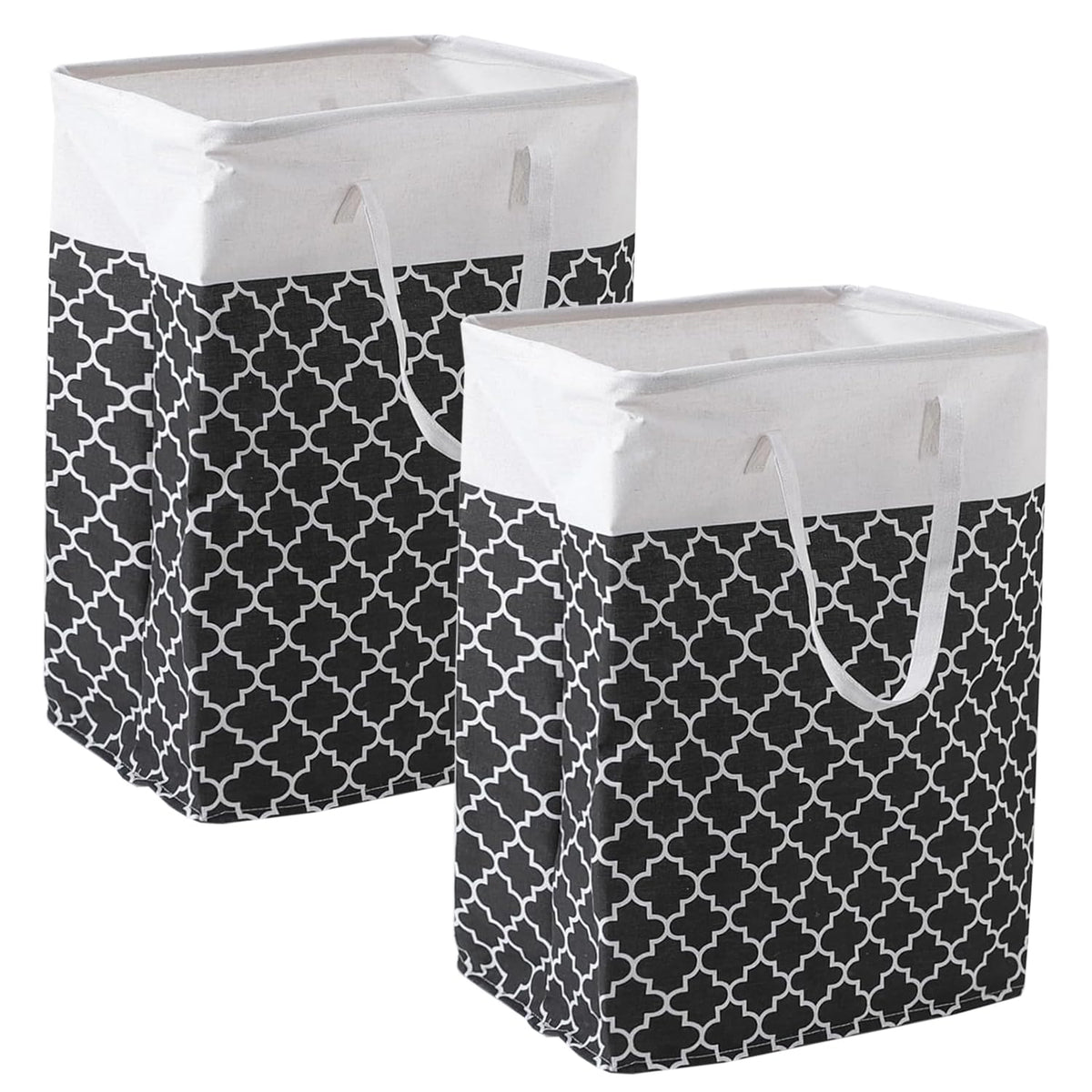 Kuber Industries Laundry Basket For Clothes|Foldable Laundry Hamper|Basket For Toys, Dirty clothes, Storage "45 LTR"-Pack of 2 (Black)