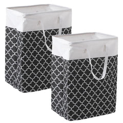 Kuber Industries Laundry Basket For Clothes|Foldable Laundry Hamper|Basket For Toys, Dirty clothes, Storage "45 LTR"-Pack of 2 (Black)
