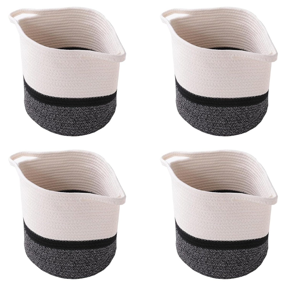 Kuber Industries Cotton Woven Storage Basket With Handle|Shelf Basket Hamper|Organizer for Toys, Socks, Cosmetic|Capacity 8.6 L|Pack Of 4|Multicolor|