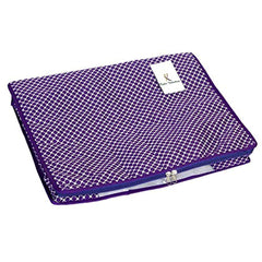 Heart Home Cotton 4 Pcs Hathkadi Print Saree Cover (Dark Blue & Purple) CTHH11380