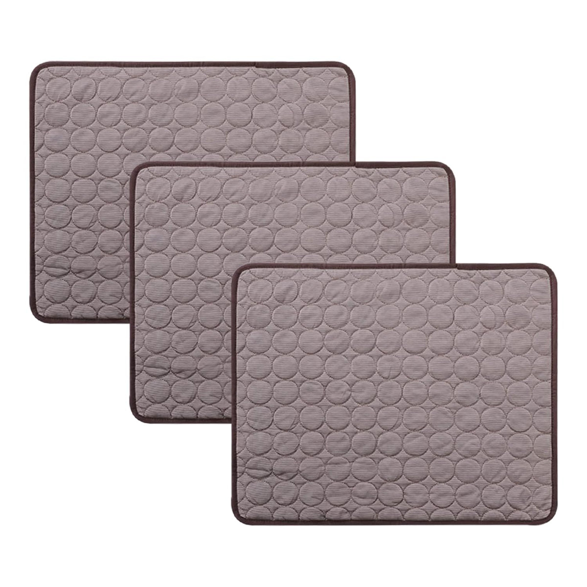 Kuber Industries Pack Of 3 Rectangular Dog & Cat Bed|Premium Cool Ice Silk with Polyester With Bottom Mesh|Multi-Utility Self-Cooling Pad For Dog & Cat|Light-weight & Durable Dog Bed|ZQCJ001C-M|Coffee