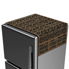 Kuber Industries Fridge Top Cover | Fridge Top Cover with Pockets | Refrigerator Top Cover for Kitchen | Fridge Top Cover with 6 Utility Pockets | Zig Zag Fridge Cover | Brown
