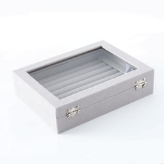 Kuber Industries Pack of 2 Velvet Jewelry Box Organizer | Jewelry Storage Box | Jewelry Organizer | Showcase Holder Dresser Organizer for Earring Necklace Bracelet Ring | YXX-017 | Grey
