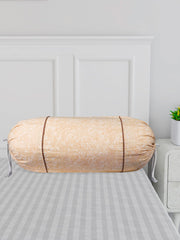 Kuber Industries Bolster Covers | Cotton Bolster Cover Set | Diwan Bolster Cover Set | Bolster Pillow Cover | Khakhi Printed Masand Cover | 16x32 Inch | Pack of 2 | Cream