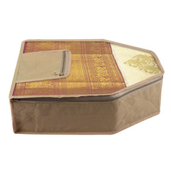 Kuber Industries Blouse Cover | Clothes Storage Bag | Zipper Wardrobe Organizers | Clothes Organiser with Attached Pocket | Non-Woven Front Transparent Blouse Cover | Pack of 6 | Brown