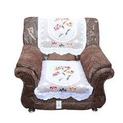 Kuber Industries 6 Piece Cotton 5 Seater Sofa Cover Set - Cream, Standard (SOFAKIC105)