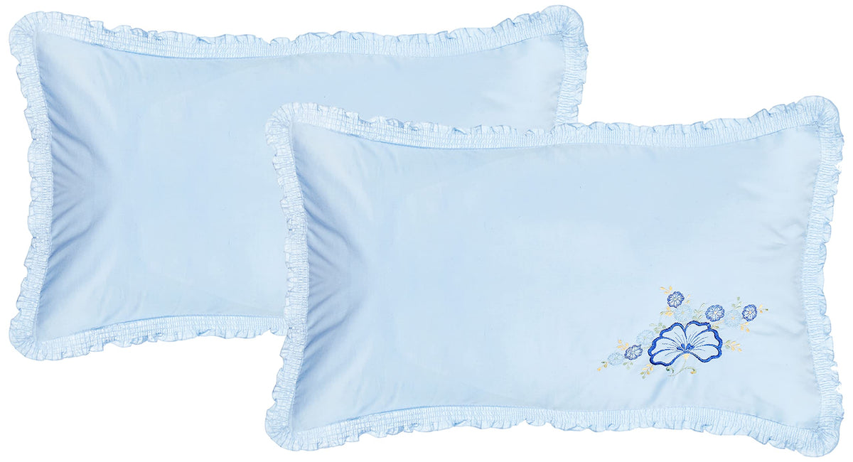 Kuber Industries Embroided Design 2 Piece Cotton Pillow Cover Set-17"x27" (Blue) Luxury Pillow Covers - CTKTC040264, 200 TC