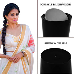 Kuber Industries Swinging Lid Dustbin|Plastic Garbage Waste Bin|Trash Can for Living Room|Kitchen|Office|6 Litre|Pack of 2 (Black & Brown)
