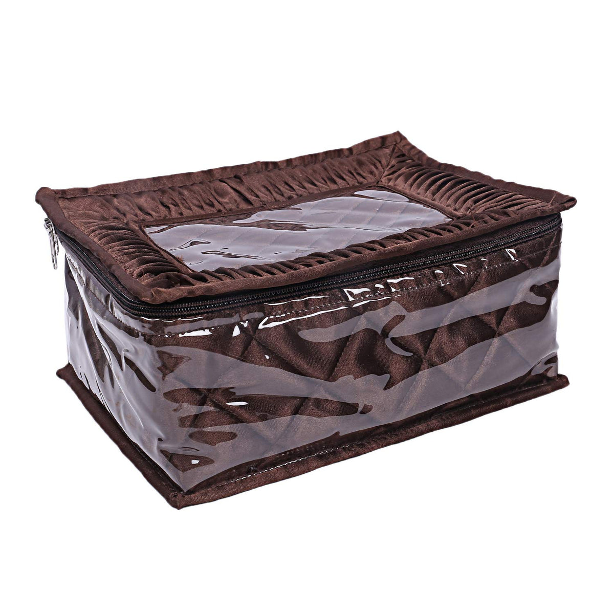 Kuber Industries Laminated Satin Locker Jewellery Kit (Brown), 12 Pouches -CTKTC25665