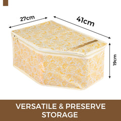 Heart Home Blouse Cover | Clothes Storage Bag | Zipper Wardrobe Organizers | Non-Woven Clothes Organiser | Side Transparent Blouse Organizer | Carry-Design | Pack of 12 | Yellow