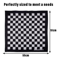 Kuber Industries Handkerchief | Premium Cotton Fabric | Women's Handkerchief | Ladies Rumal | Women's Hankies | Hankies for Girls | Check Print Hanky | 2 Piece Set | Extra Large | Black