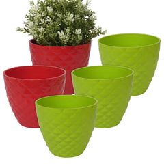 Kuber Industries Flower Pot | Flower Planter Pots for Indoor | Flower Pots for Outdoor | Pot for Garden & Balcony Flowering | Flower Plants Pot | Diamond Flower Pot | 6 Inch | Pack of 5 | Multi