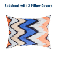 Heart Home Double Bedsheet | Premium Cotton Bedsheet with 2 Pillow Covers | Bedsheet for Bedroom | Bedsheet for Double Bed | ZIg Zag Box-Design Bedsheet | Multi