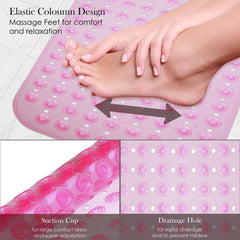 Heart Home Bath Mat | PVC Bathroom Mat | Shower Bath Mat | Transparent Round Floor Tub Mat | Foot Massager Mat | Anti-Skid Shower Mat with Drain Holes | Pack of 2 | Multi
