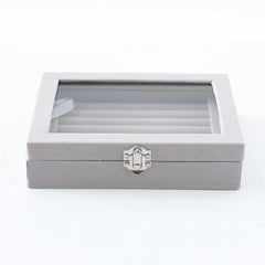 Homestic Pack of 1 Velvet Jewelry Box Organizer | Jewelry Storage Box | Jewelry Organizer | Showcase Holder Dresser Organizer for Earring Necklace Bracelet Ring |YXX-017 | Grey