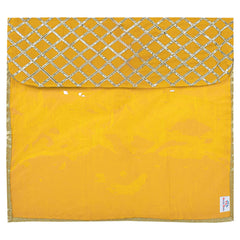 Heart Home Seamless lattice Design Satin Foldable, Lightweigth Single Saree Cover/Organiser For Wardrobe With Transparent Top- Pack of 6 (Pink & Yellow)-50HH01353