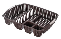 Heart Home Plastic Dish Drying Drainer Rack Holder Basket Organizer Without Tray (Brown)-46HH0382