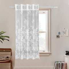Kuber Industries Window Curtain|Darkening Window Curtains|Sheer Curtain with 8 Rings|Parda for Living Room|Drapes for Bedroom|Net Frill Window Curtain|5 Ft|SY27|White