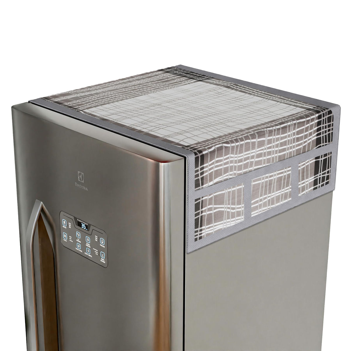 Kuber Industries Fridge Top Cover | PVC Fridge Top Cover | Black Lining Fridge Top Cover | Refrigerator Cover with 6 Side Pockets | Refrigerator Top Protector | Appliance Cover | Gray