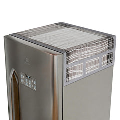 Kuber Industries Fridge Top Cover | PVC Fridge Top Cover | Black Lining Fridge Top Cover | Refrigerator Cover with 6 Side Pockets | Refrigerator Top Protector | Appliance Cover | Gray