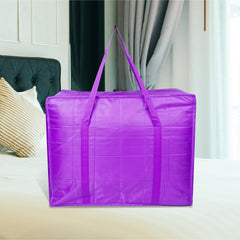 Heart Home Storage Attachi Bag | Parachute Travel Storage Bag | Underbed Storage Bag | Storage Organizer for Clothes | Zipper Closure Blanket Bag with Handle | Large | Pack of 2 | Purple