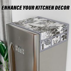 Kuber Industries Fridge Top Cover | Fridge Top Cover with Pockets | Refrigerator Top Cover for Kitchen | Fridge Top Cover with 6 Utility Pockets | Tree Kniting Fridge Cover | Gray