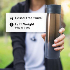 Kuber Industries LeakProof Insulated Stainless Steel Water Tumbler Bottle for Men's | Water Bottle for Office & Kids | Ideal for Gym, Home, Hiking & Travel | CO230201D-Gradient Gold