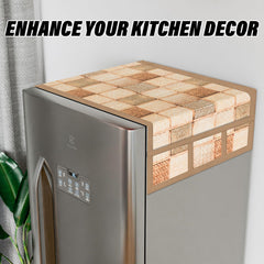 Heart Home Fridge Top Cover | Fridge Top Cover with Pockets | Refrigerator Top Cover for Kitchen | Fridge Top Cover with 6 Utility Pockets | Chatai Fridge Top Cover | Brown
