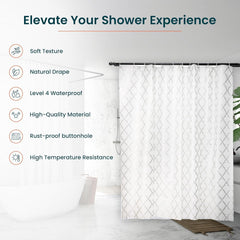Kuber IndustriesSoft Texture Bath curtain|Natural Drape Waterproof Shower Curtain 6 Feet|Pack of 4|Silver