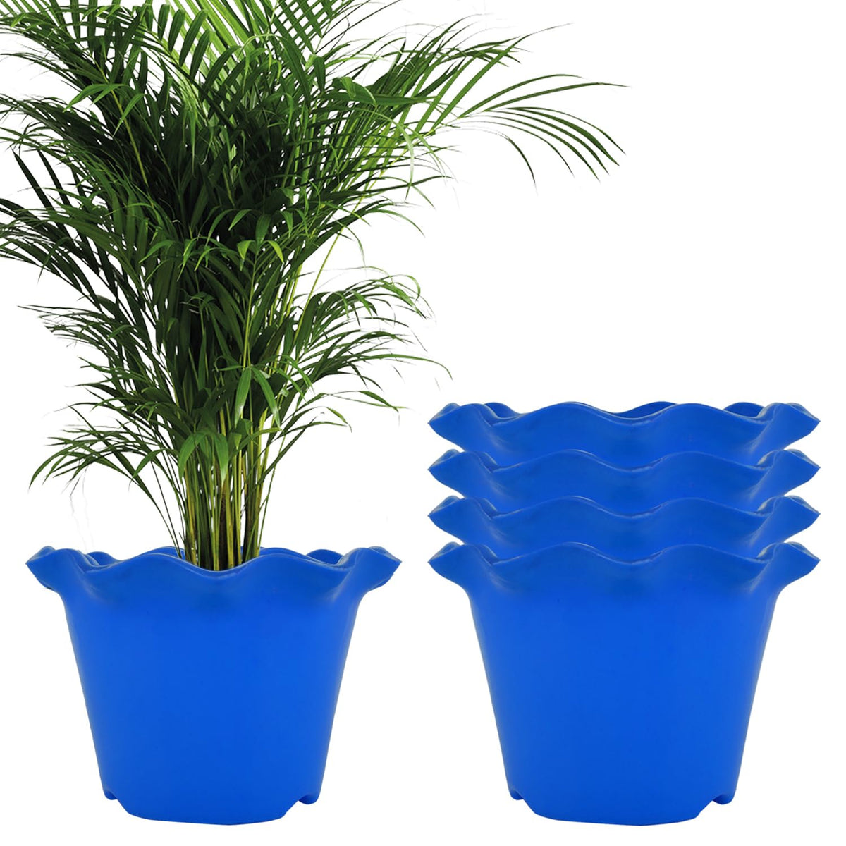 Kuber Industries Flower Pot | Flower Planter Pots for Indoor | Flower Pots for Outdoor | Pot for Garden & Balcony Flowering | Flower Plants Pot | Blossom Flower Pot | 8 Inch | Pack of 5 | Blue