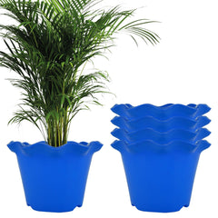 Kuber Industries Flower Pot | Flower Planter Pots for Indoor | Flower Pots for Outdoor | Pot for Garden & Balcony Flowering | Flower Plants Pot | Blossom Flower Pot | 8 Inch | Pack of 5 | Blue
