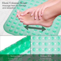 Kuber Industries Bath Mat | PVC Bathroom Mat | Shower Bath Mat | Transparent Round Floor Tub Mat | Foot Massager Mat | Anti-Skid Shower Mat with Drain Holes | Pack of 2 | Green