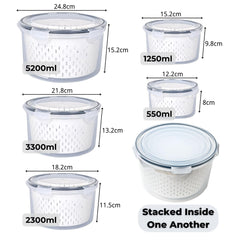 Kuber Industries 25 Pcs Food Containers | Round Storage Box for Fridge | Vegetable Fruit Strainer Basket | Refrigerator Storage Box | Containers With Airtight Lid | HXP00288 | Transparent | Pack of 5