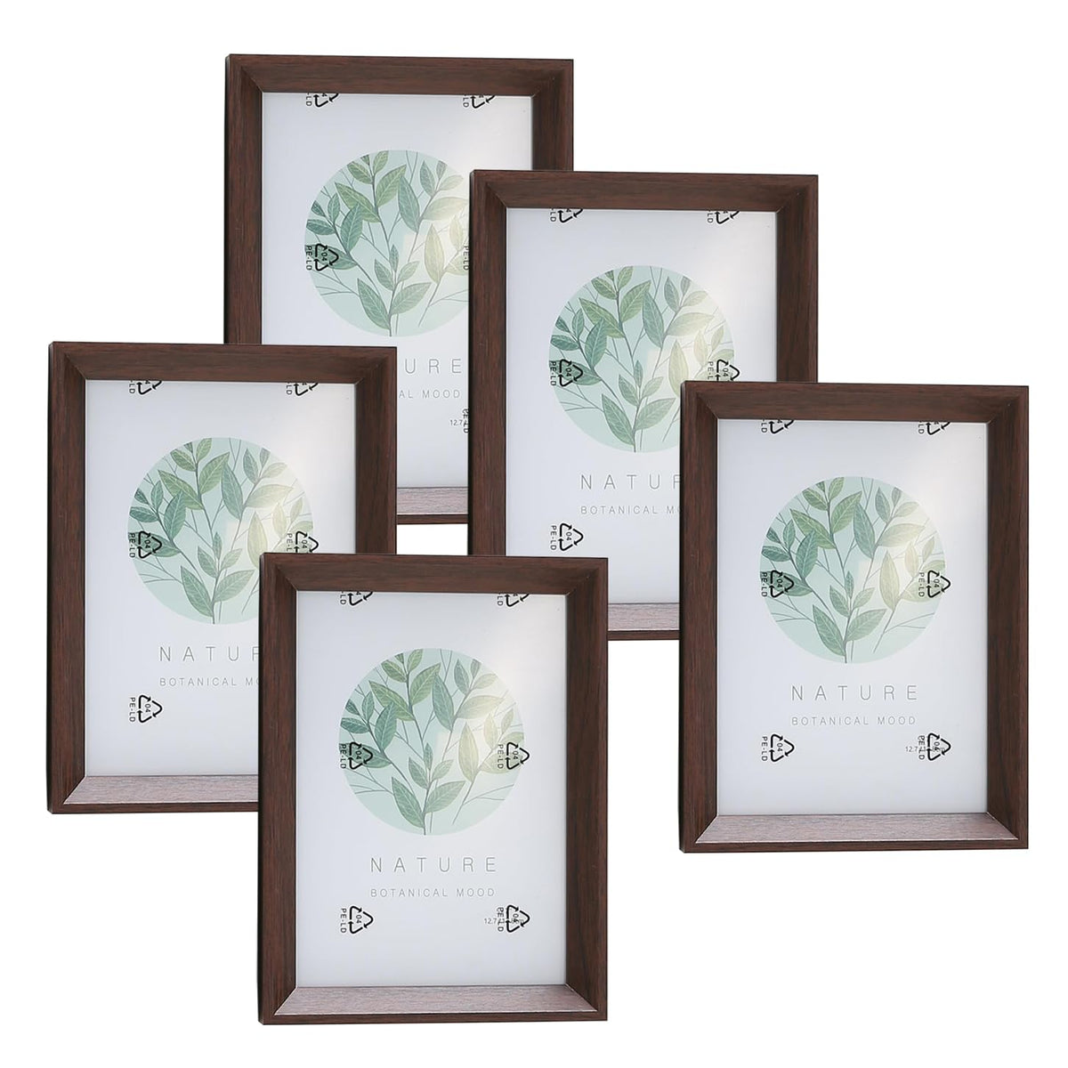 Kuber Industries Photo Frame For Home Décor|Use Horizontal & Vertical|Crystal Clear Glass|Perfect For Home, Office And Shop "14.2x19.3CM"-Pack of 5 (Brown)