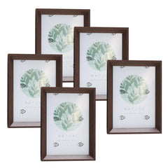 Kuber Industries Photo Frame For Home Décor|Use Horizontal & Vertical|Crystal Clear Glass|Perfect For Home, Office And Shop "14.2x19.3CM"-Pack of 5 (Brown)