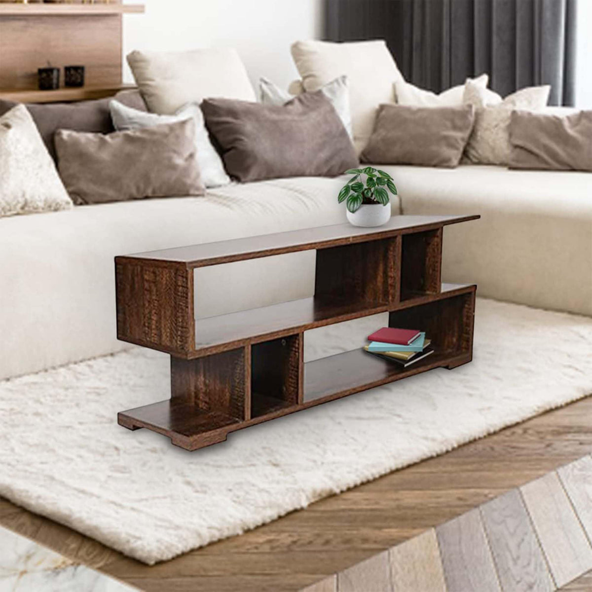 Kuber Industries Matte Finish ?Wooden Center Table for Living Room | Wood Coffee Table for Living Room, Bedroom & Office | Brown