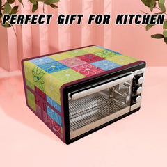 Heart Home Oven Top Cover | Microwave Oven Top Cover | Microwave Cover with 4 Utility Pockets | Oven Cover for Kitchen Décor | Check Oven Top Cover | Yellow