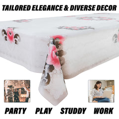 Kuber Industries Center Table Cover | PVC Table Cloth Cover | 4 Seater Table Cloth | Flower Almond Table Cover | Table Protector | Table Cover for Center Table | 40x60 Inch | Black