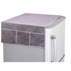 Kuber Industries Fridge/Refrigerator Top Cover|Flower Design & Water Proof Rexien Material|6 Utility Pockets, Size 106 x 54 CM (Grey)