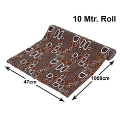 Kuber Industries D Print PVC Anti Slip Skid Shelf Mat, 10 Mtr (Brown)