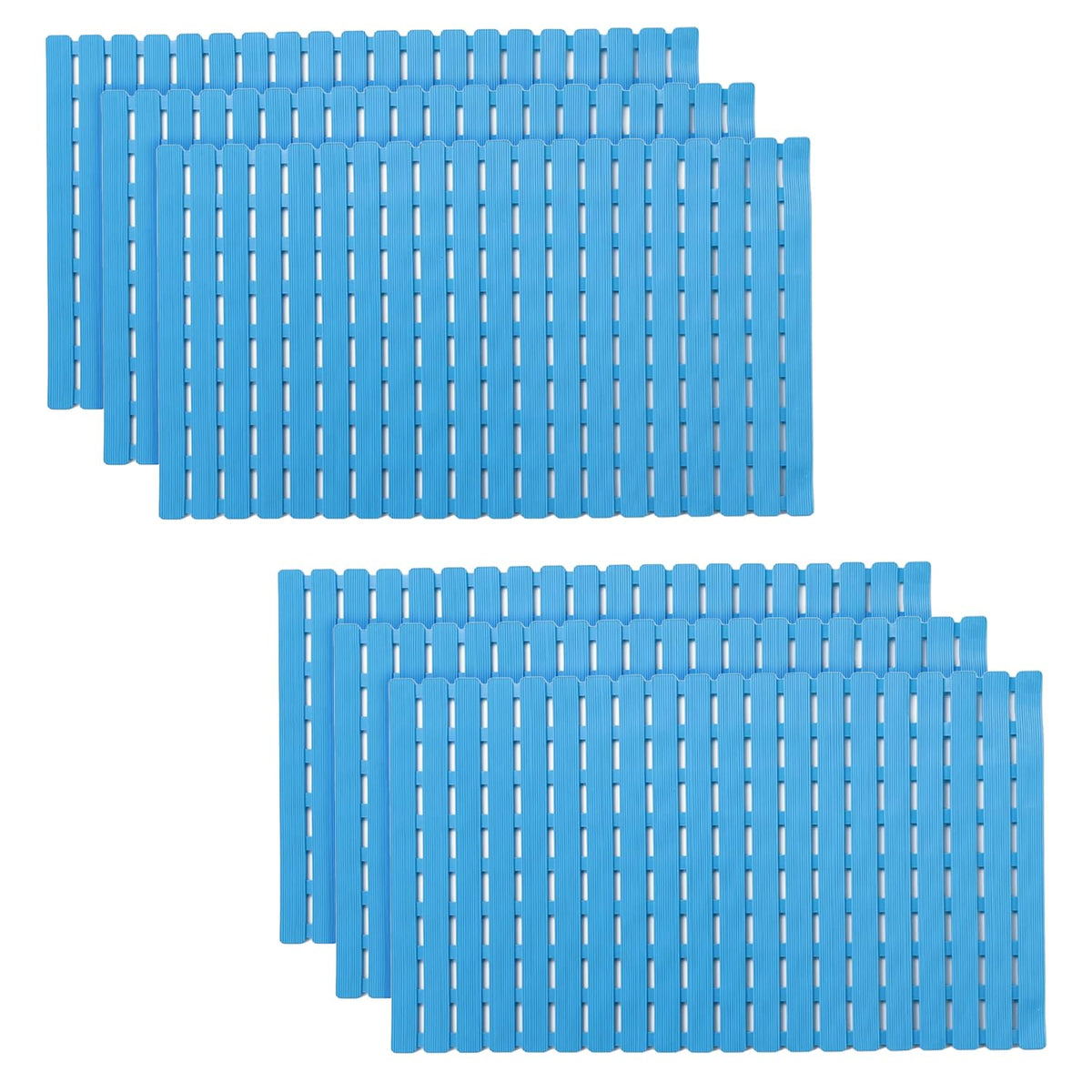 Kuber Industries Bath Mat | PVC Bathroom Mat | Shower Bath Mat | Floor Tub Mat | Bathroom Mud Mat | Anti-Skid Shower Bathroom Mat | JL-01A |Pack of 6| Blue
