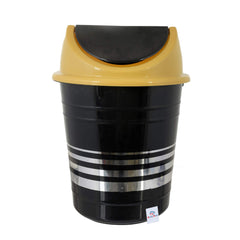 Heart Home Plastic Medium Size Swing Lid Garbage Waste Dustbin for Home, Office, Factory, 10 Liters (Black & Yellow)-HEART10244